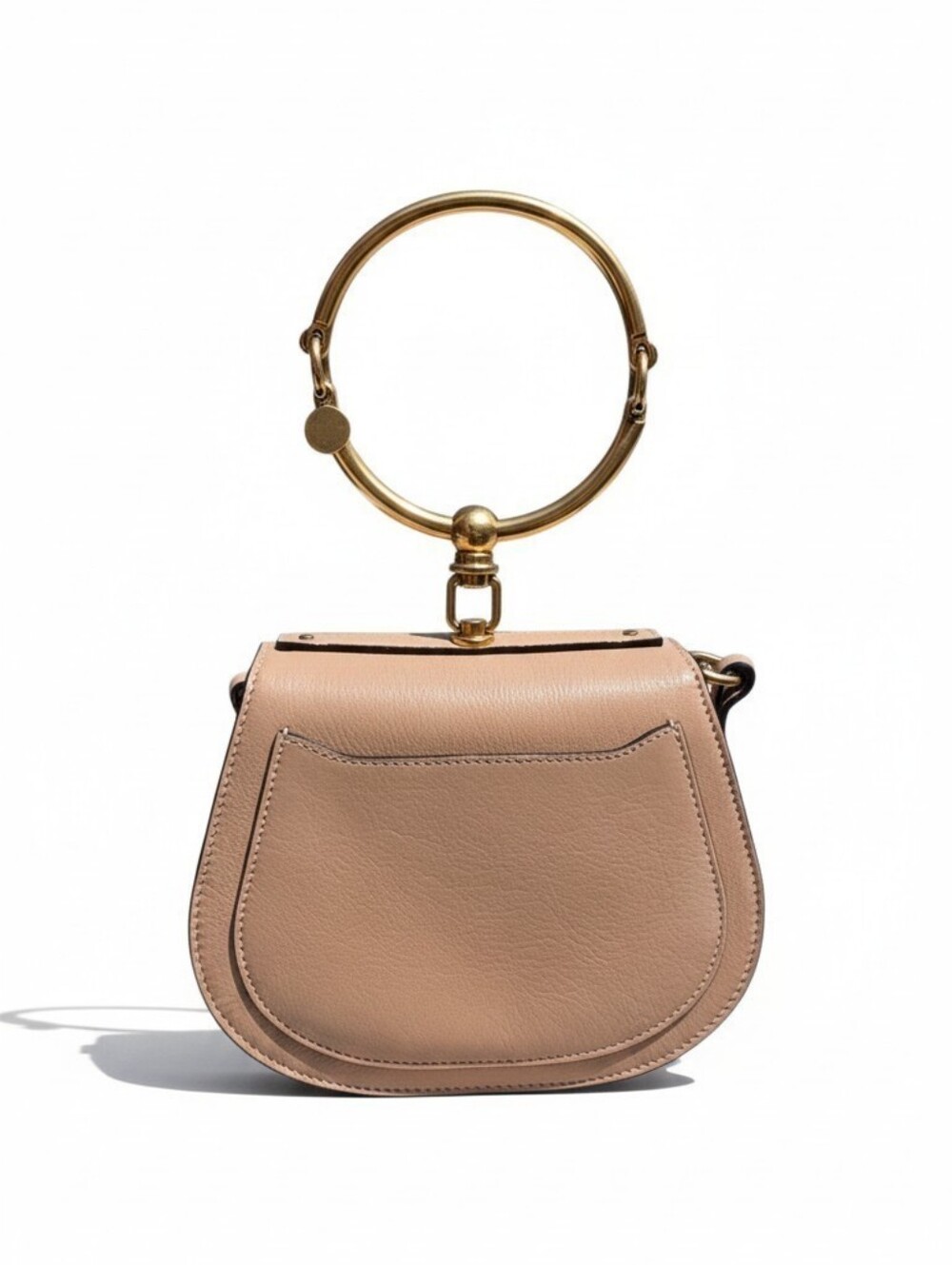 Chloé Nile Minaudière Bracelet Bag Blush Pink Leather Gold Handle Crossbody